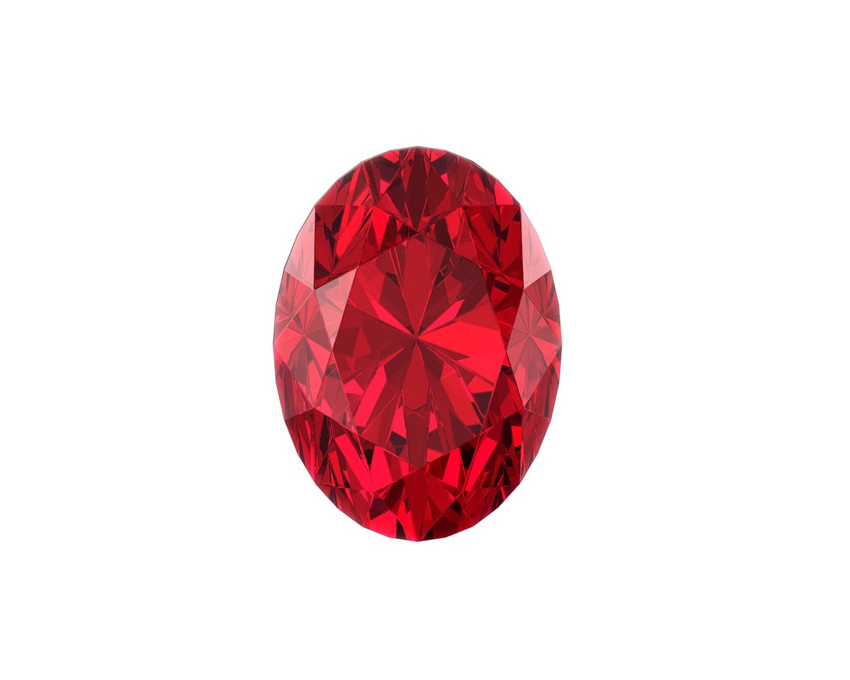 A red dazzling diamond of high quality on a white background